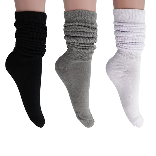 Slouchy Scrunch Cotton Slouch Socks 3 Pairs Shoe Size 5 to 10