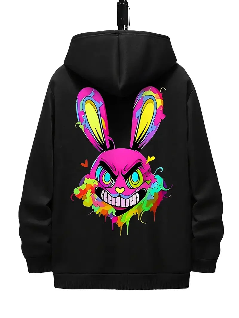 men's high-quality hooded sweatshirt, y2k creative printed breathable .