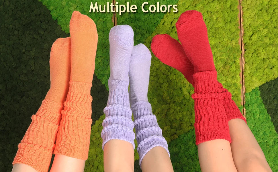 Slouchy Scrunch Cotton Slouch Socks 3 Pairs Shoe Size 5 to 10