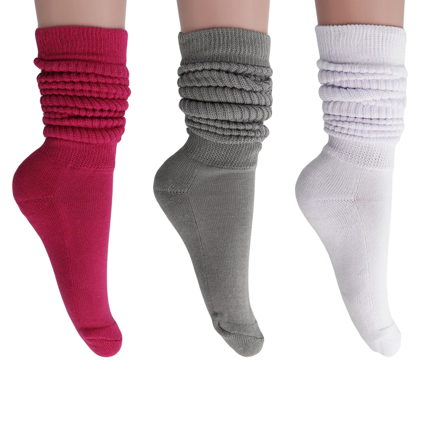 Slouchy Scrunch Cotton Slouch Socks 3 Pairs Shoe Size 5 to 10