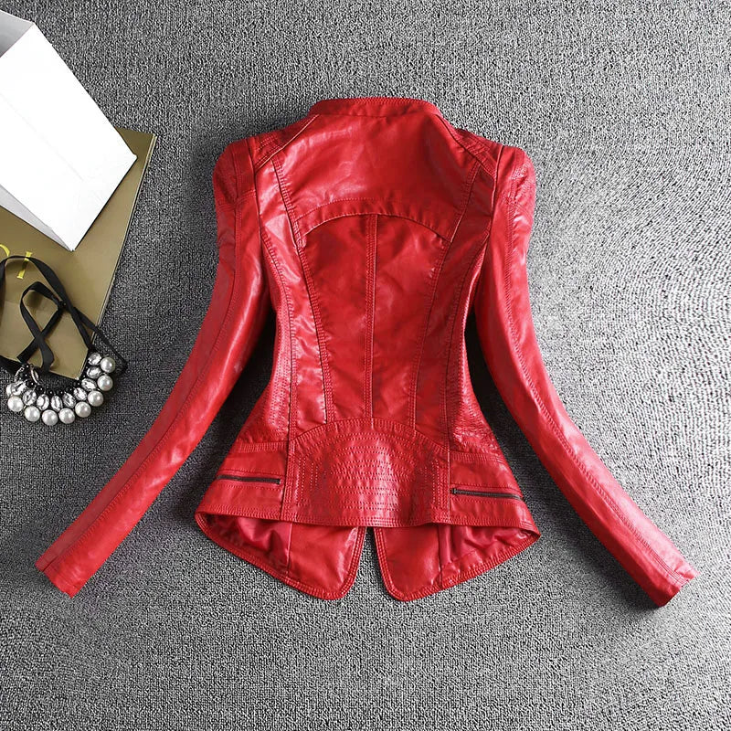 Spring And Autumn Women Leather Jacket Coats Slim