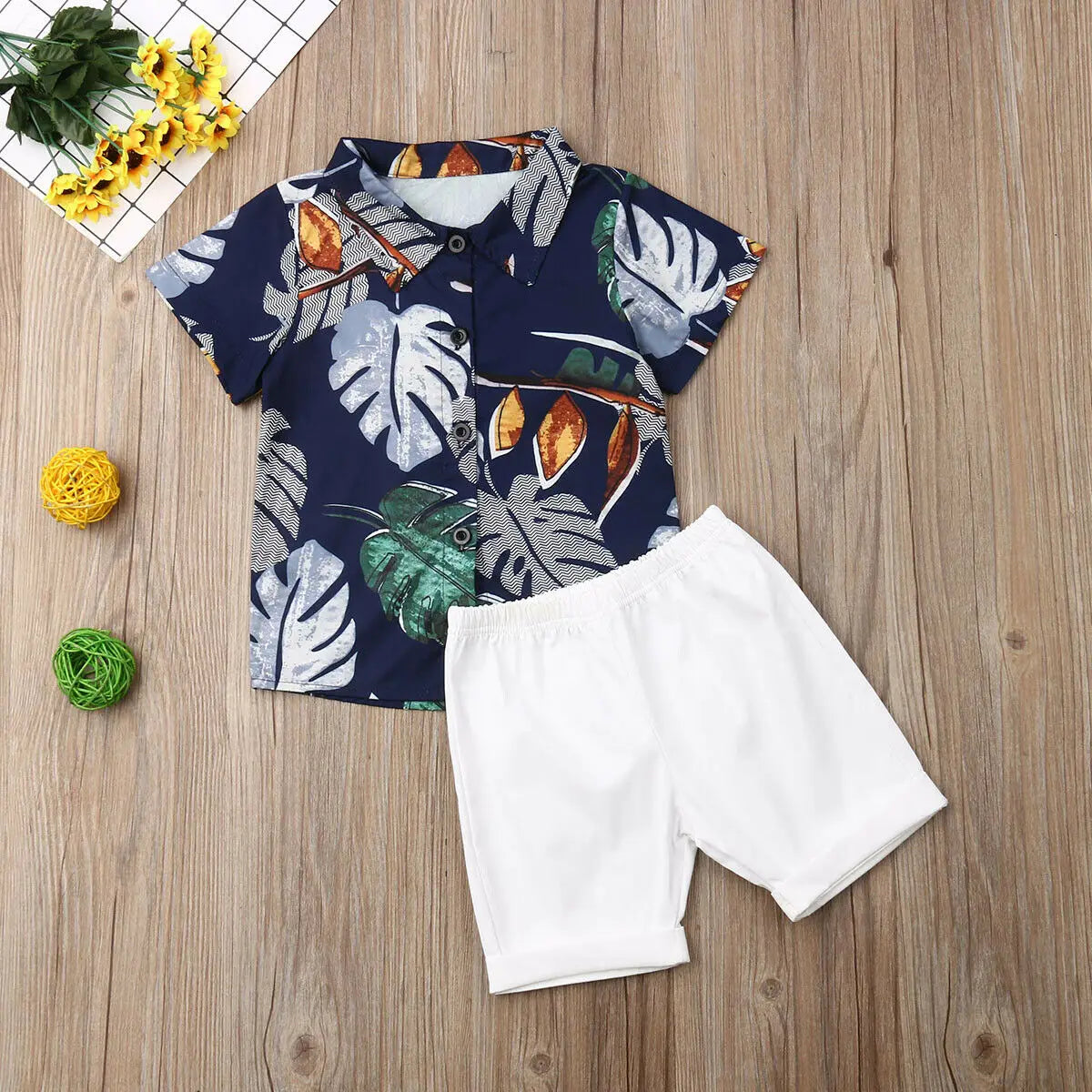 Kid Baby Boy Cotton Clothes Print Outfits , Beachwear Set.