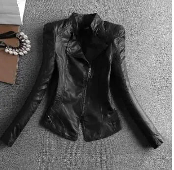 Spring And Autumn Women Leather Jacket Coats Slim