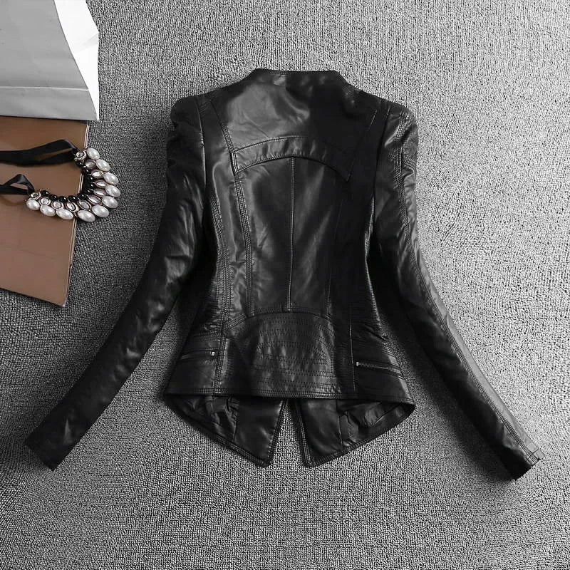 Spring And Autumn Women Leather Jacket Coats Slim