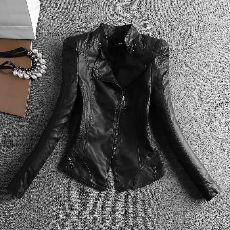 Spring And Autumn Women Leather Jacket Coats Slim