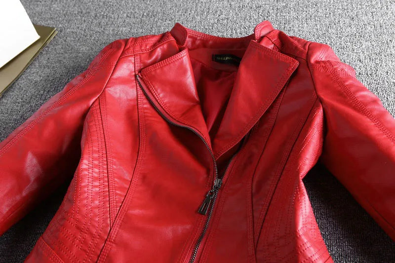 Spring And Autumn Women Leather Jacket Coats Slim