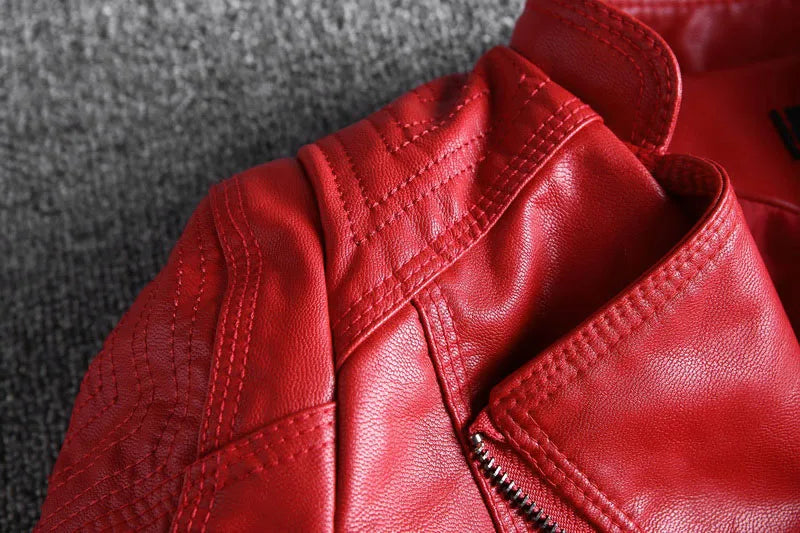 Spring And Autumn Women Leather Jacket Coats Slim