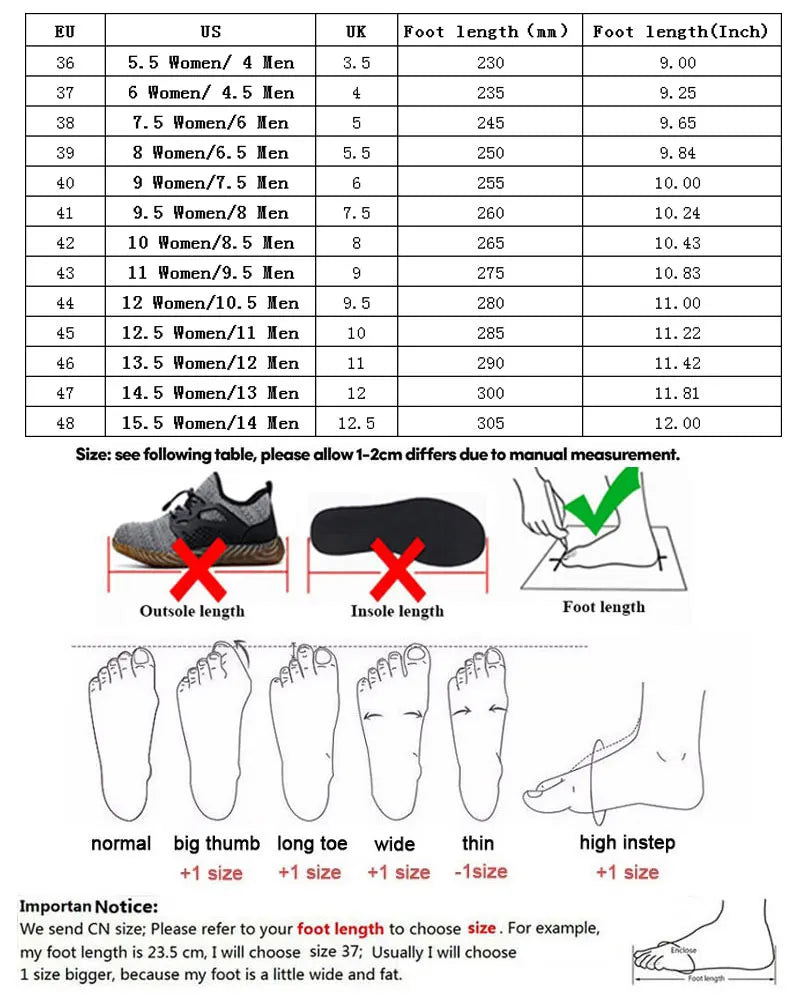 Work Safety Shoes Steel Toe Cap Anti-Smashing Puncture Proof