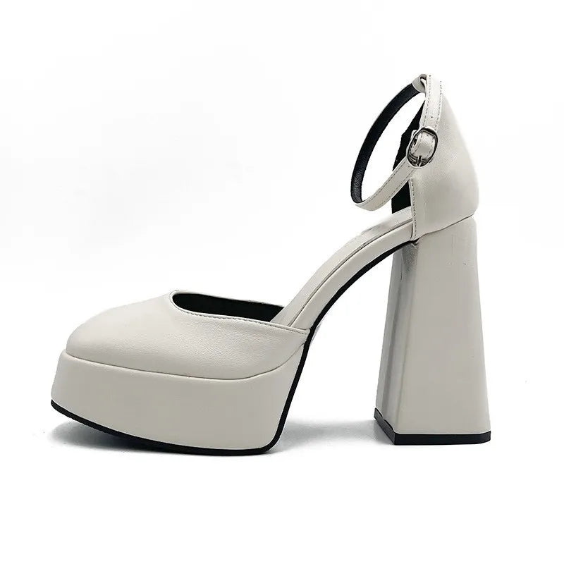 Super-high Heel Thick Heel Platform Sexy Dress Party Round