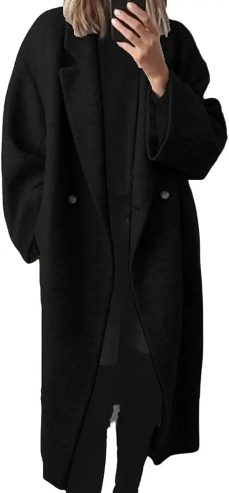 Winter Double Breasted faux wool Coat Long Sleeve