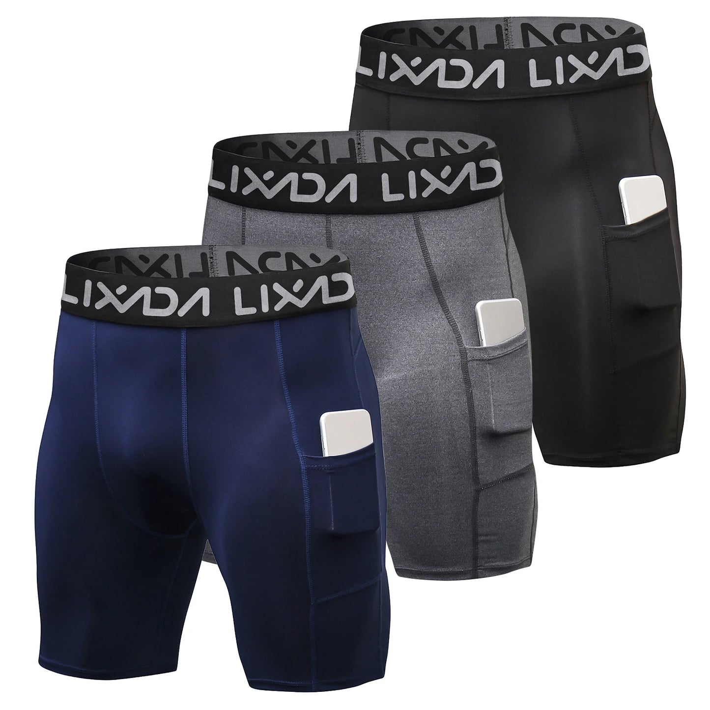 3 Pack  Sports Shorts  Workout Underwear with Pocket