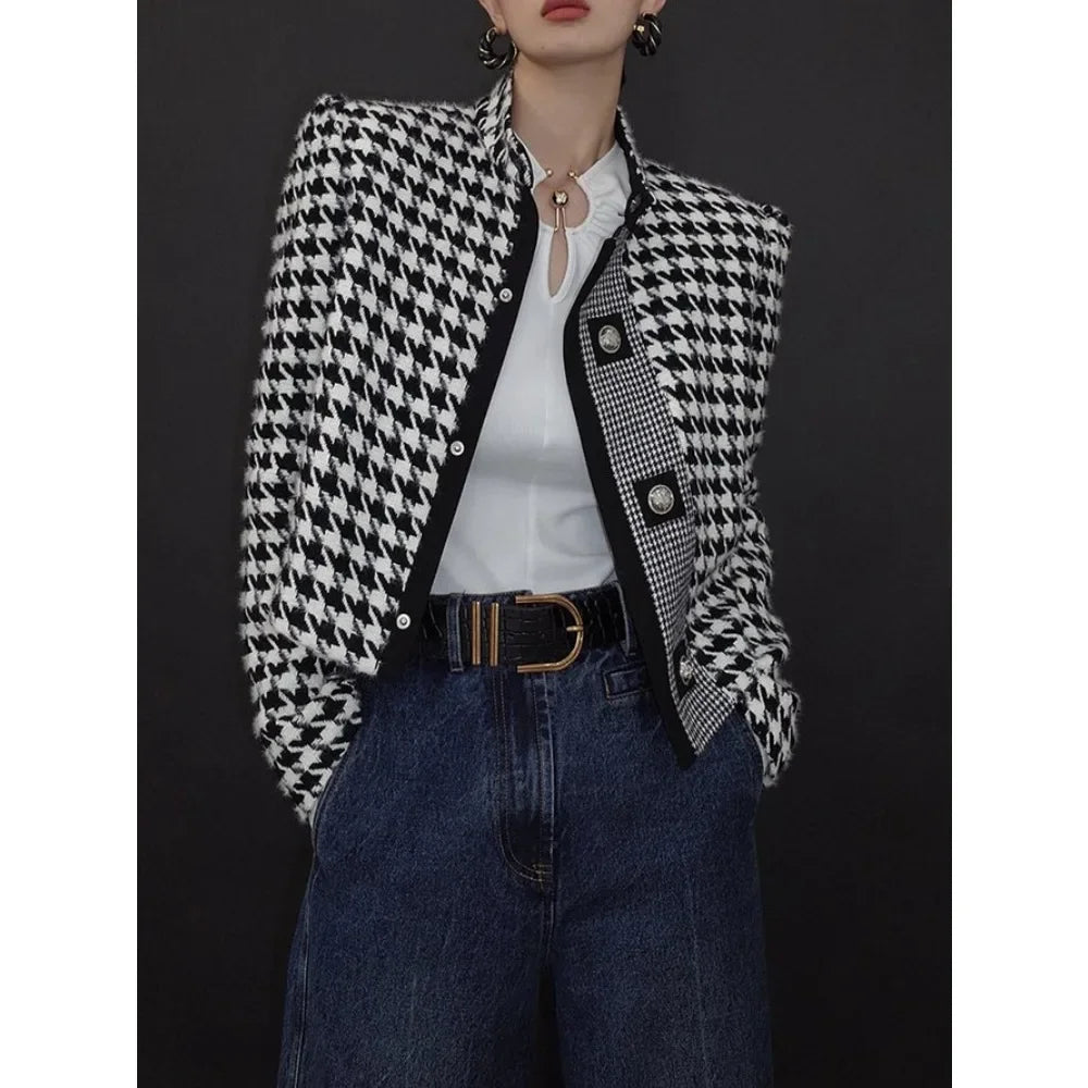 Autumn Winter Houndstooth Classics Blazer