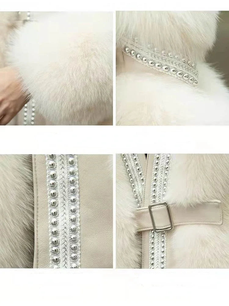 Slim White Furry Jacket Autumn Winter Thick Warm