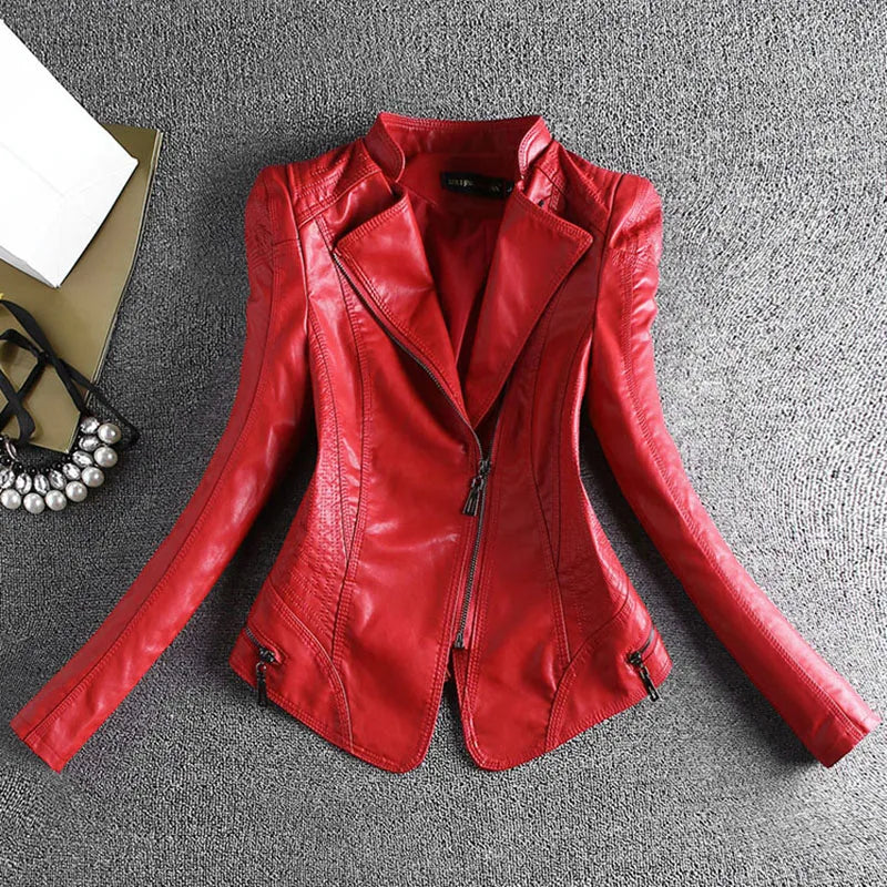 Spring And Autumn Women Leather Jacket Coats Slim