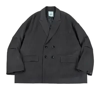 Double Breasted Streetwear Oversized Suit Jacket Male Coat