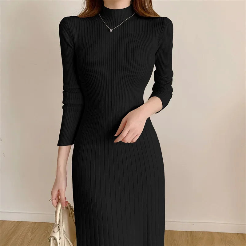 New Slim Long Sleeve Party High Neck Elegant