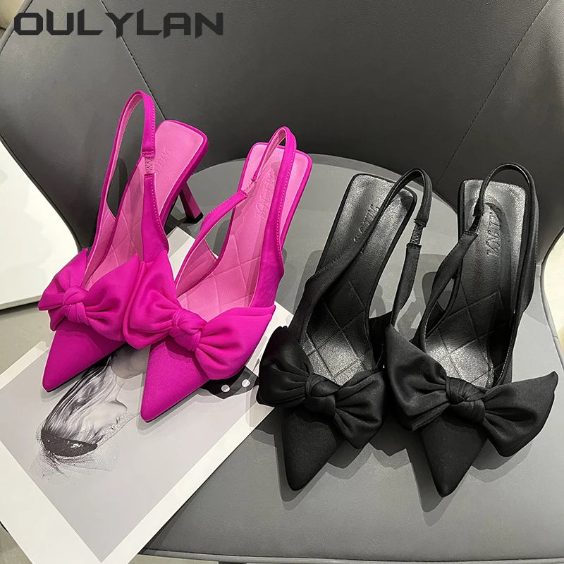 Slingbacks Heels Shoes  New Butterfly Knot Sexy Dress Thin Heel Pointed Toe