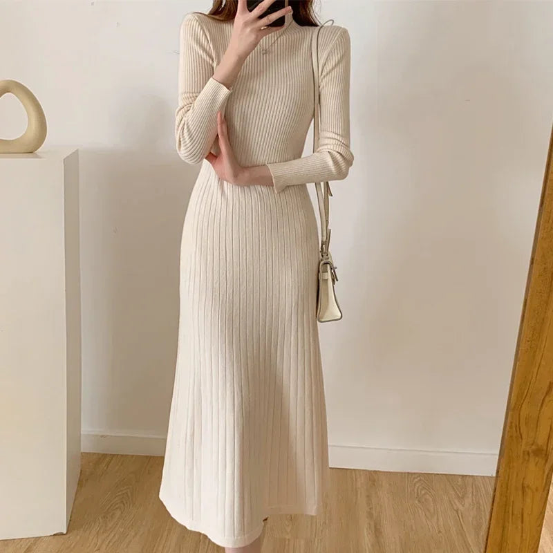 New Slim Long Sleeve Party High Neck Elegant