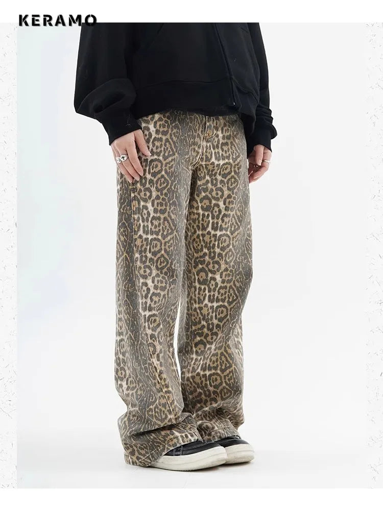 Women's Vintage Leopard Print Jeans