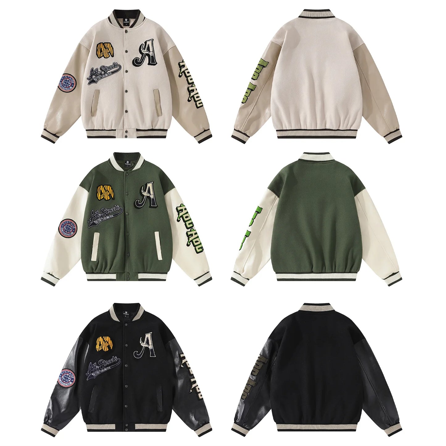 Letter Embroidery Men's Baseball Jacket Y2k