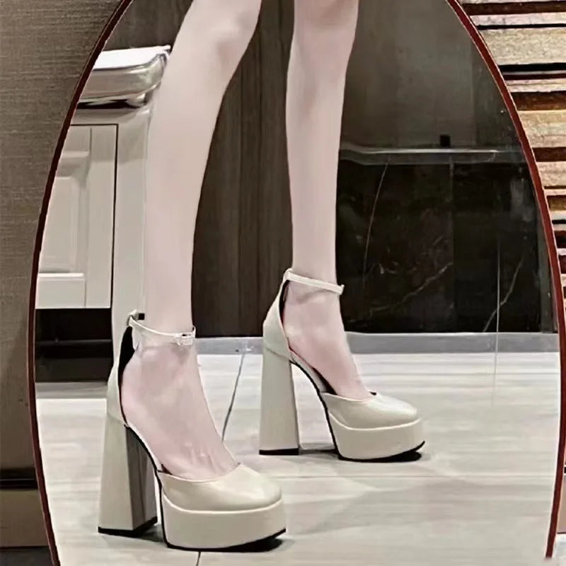 Super-high Heel Thick Heel Platform Sexy Dress Party Round