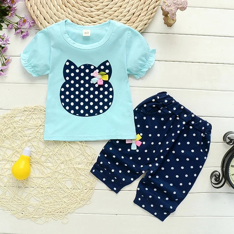 2pcs tracksuitshort sleeve baby girls clothes sets