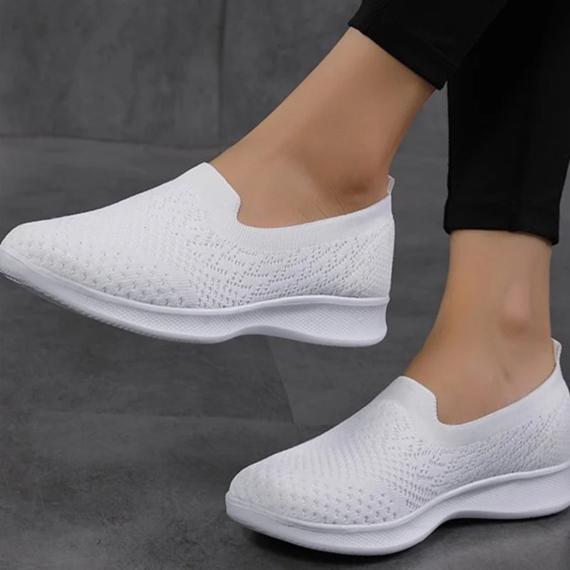 Lightweight Flat Walking Shoes Slip On Sneakers  Platform Casual