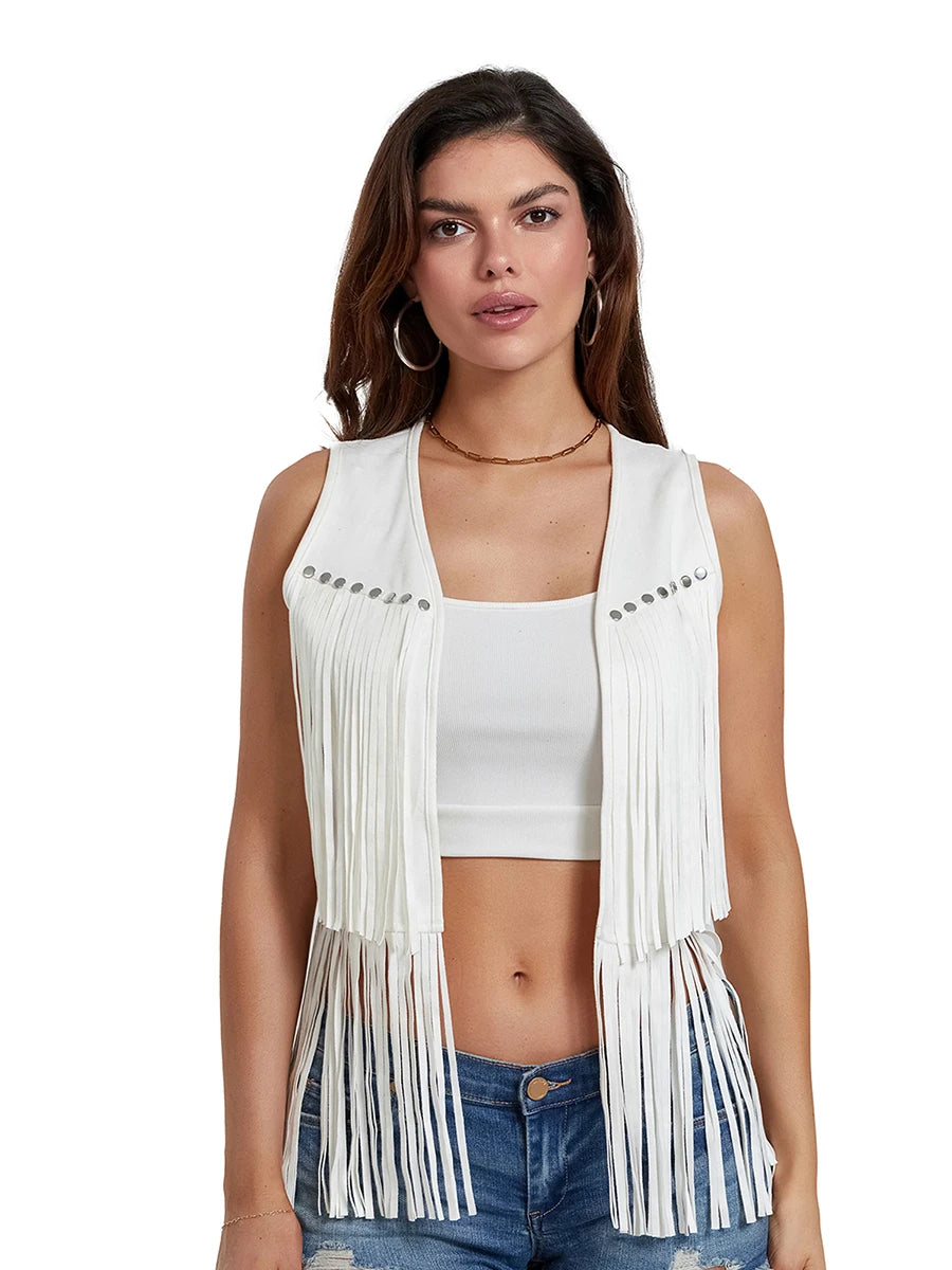 Bohemian Style Sleeveless Vest with Tassel Detailing