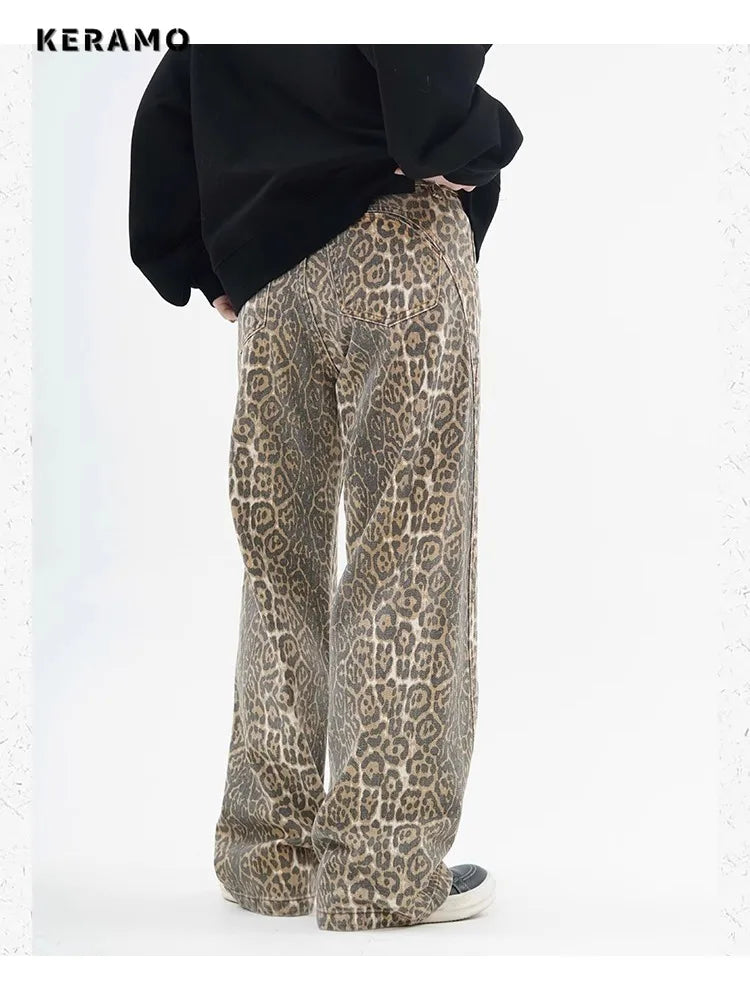 Women's Vintage Leopard Print Jeans