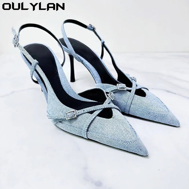 High Heels Pumps Shoes Pointed Toe Party Slingbacks