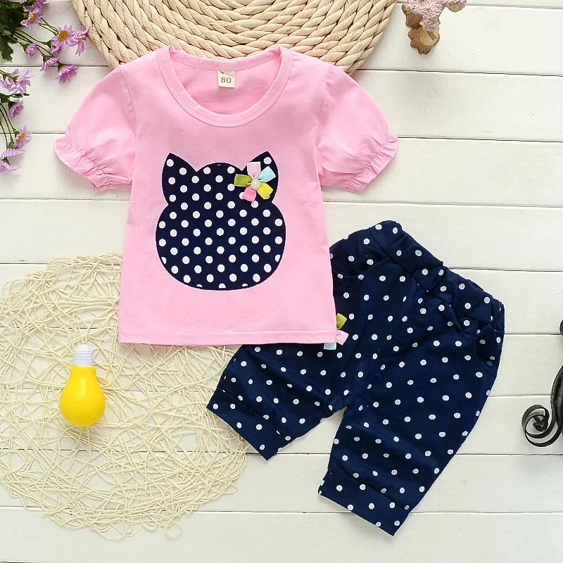 2pcs tracksuitshort sleeve baby girls clothes sets