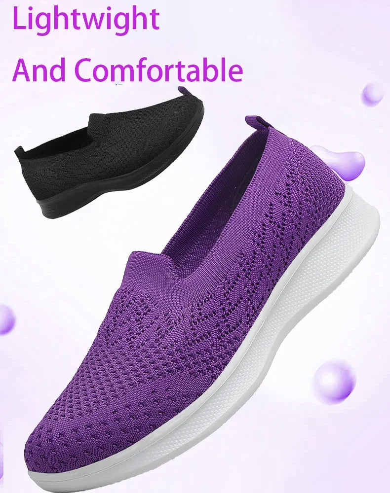 Lightweight Flat Walking Shoes Slip On Sneakers  Platform Casual