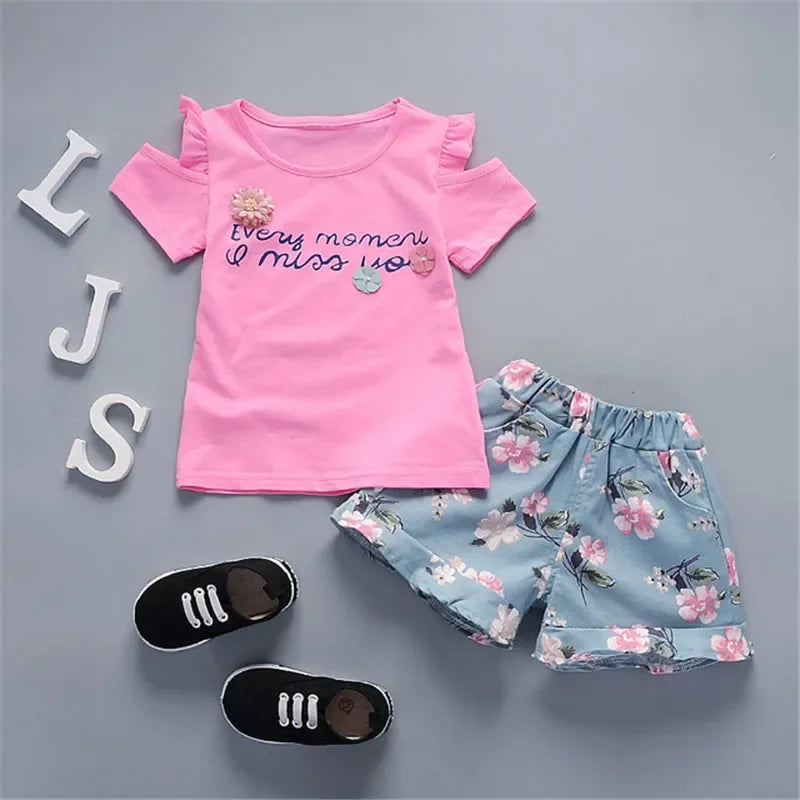 2pcs tracksuitshort sleeve baby girls clothes sets