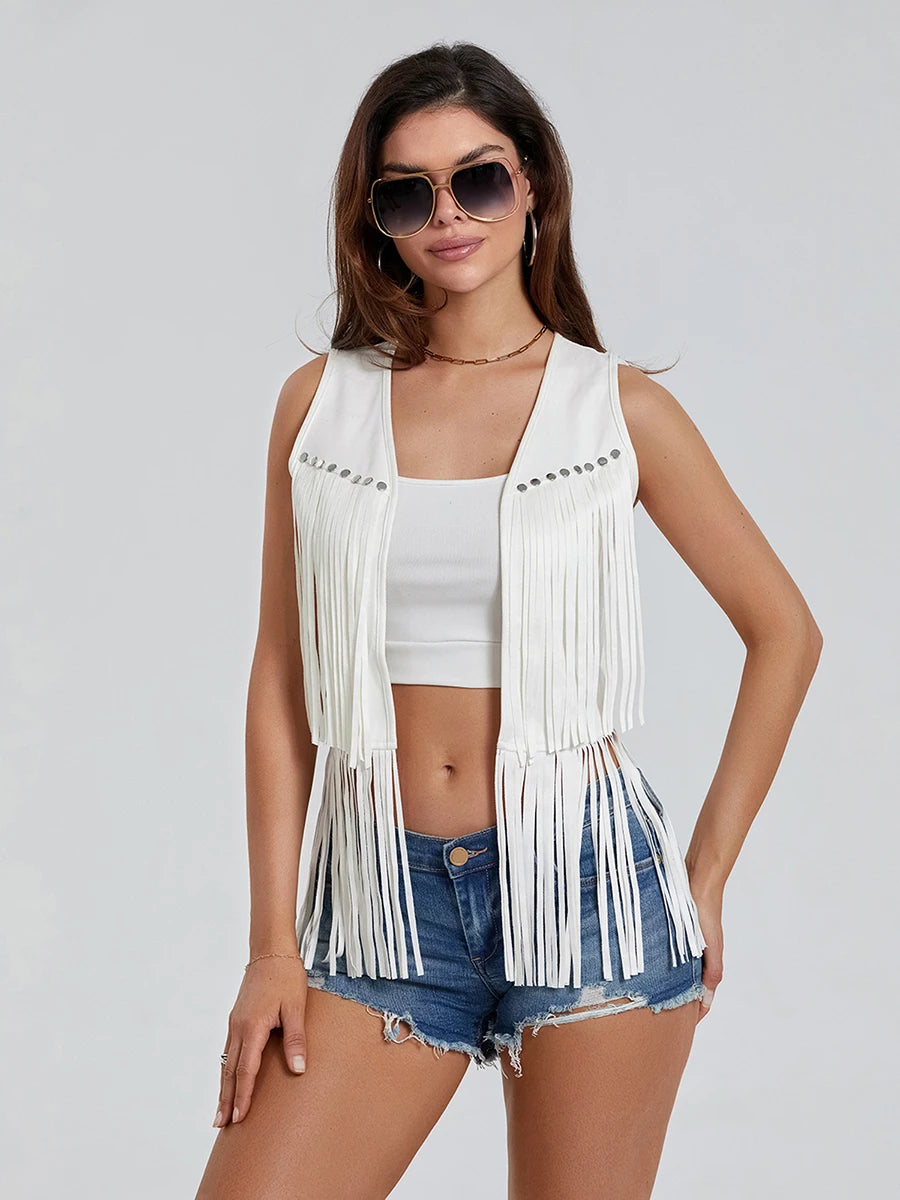 Bohemian Style Sleeveless Vest with Tassel Detailing