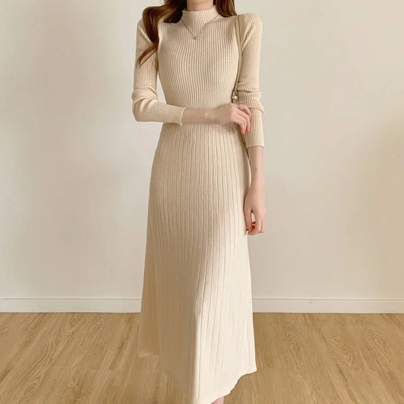 New Slim Long Sleeve Party High Neck Elegant