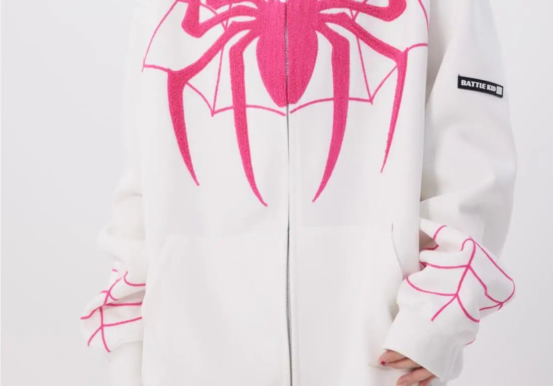 Spider Printed Zip Up Hoodie  Teenage Sweatshirt