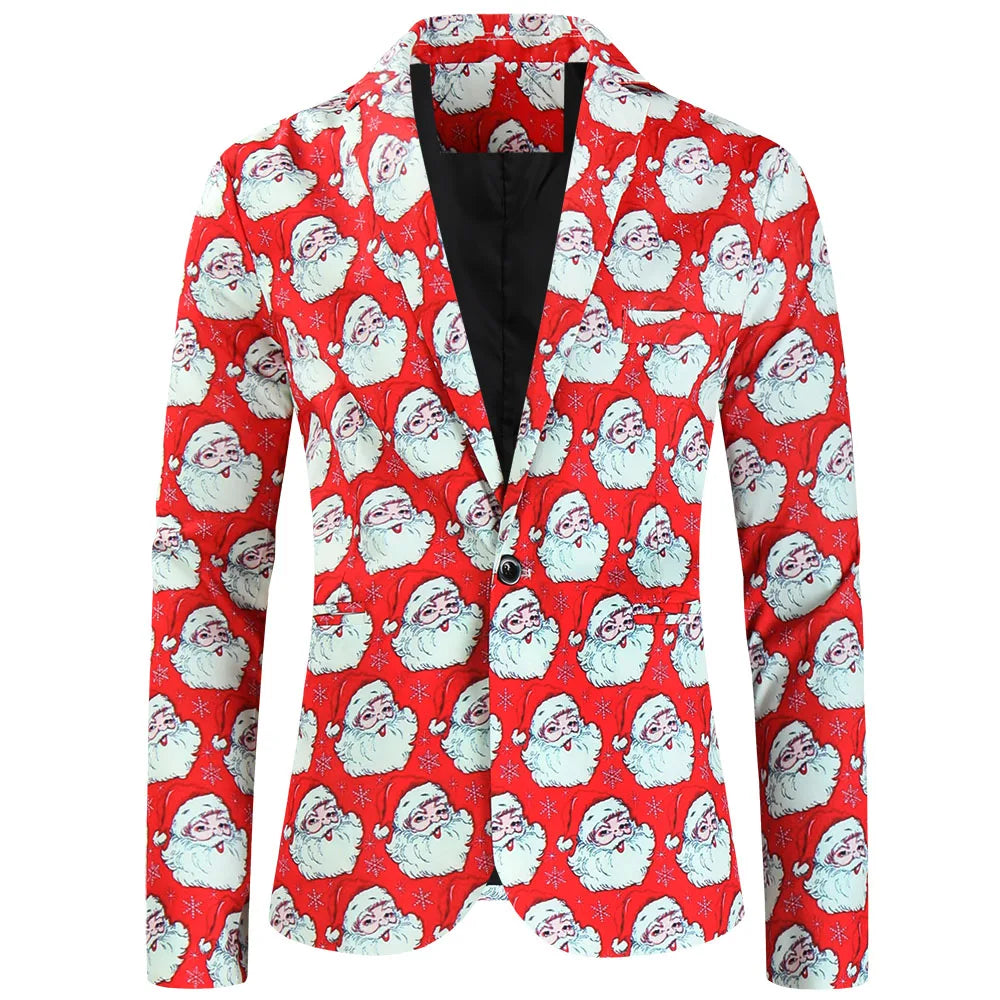 Christmas  Suits f Snowflake Santa Claus Print