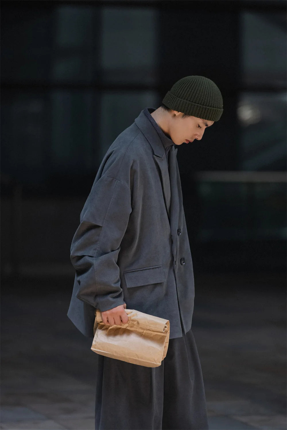 Double Breasted Streetwear Oversized Suit Jacket Male Coat