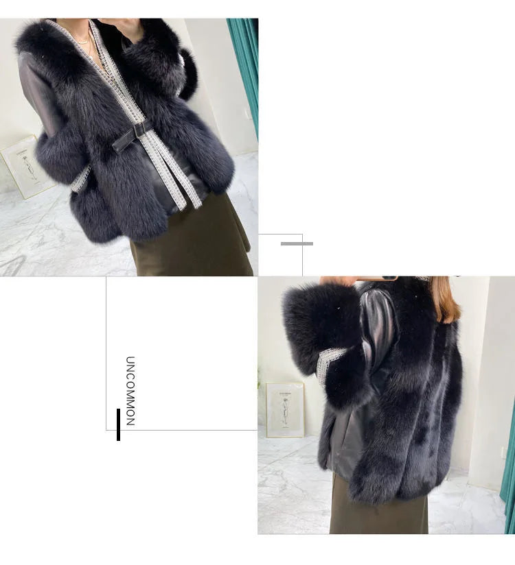 Slim White Furry Jacket Autumn Winter Thick Warm