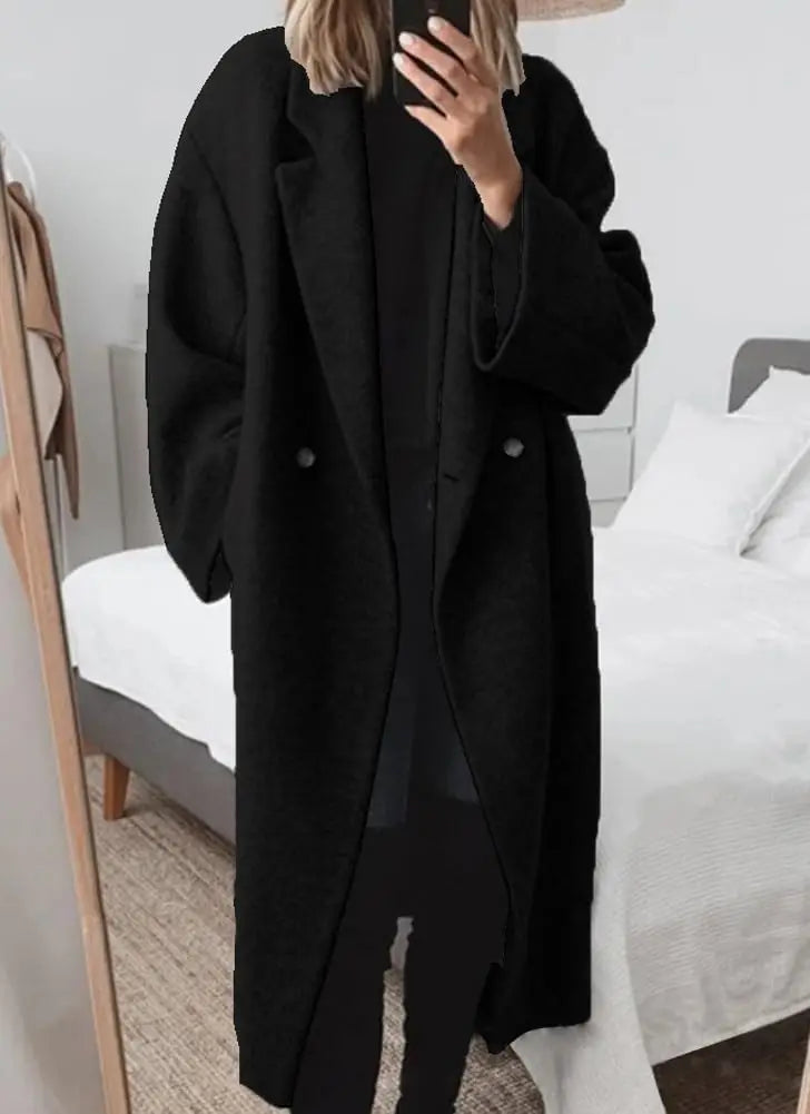 Winter Double Breasted faux wool Coat Long Sleeve