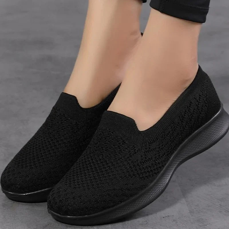 Lightweight Flat Walking Shoes Slip On Sneakers  Platform Casual