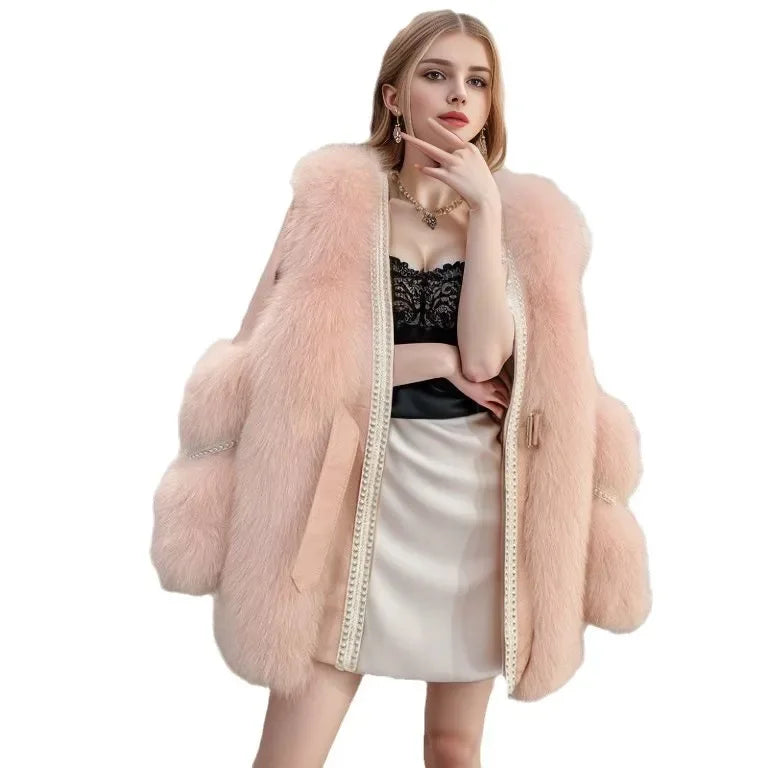 Slim White Furry Jacket Autumn Winter Thick Warm