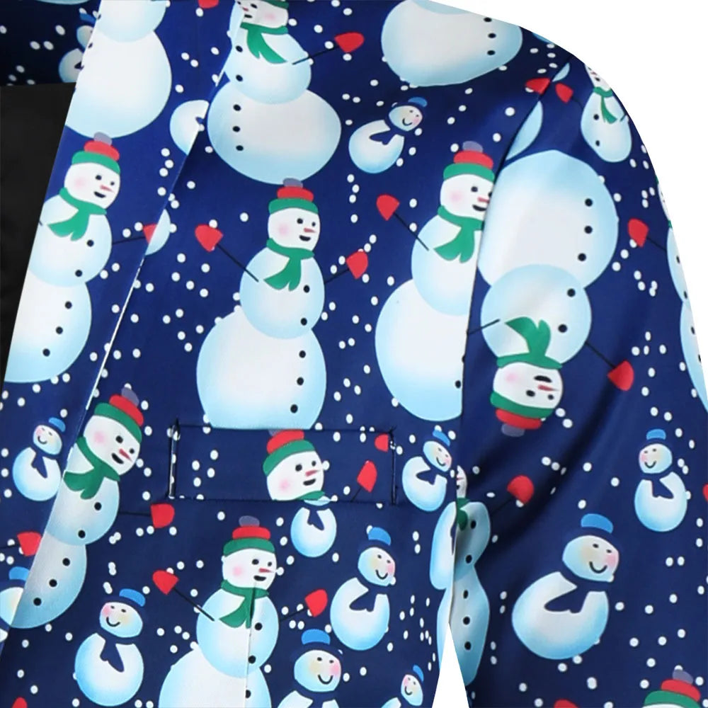 Christmas  Suits f Snowflake Santa Claus Print