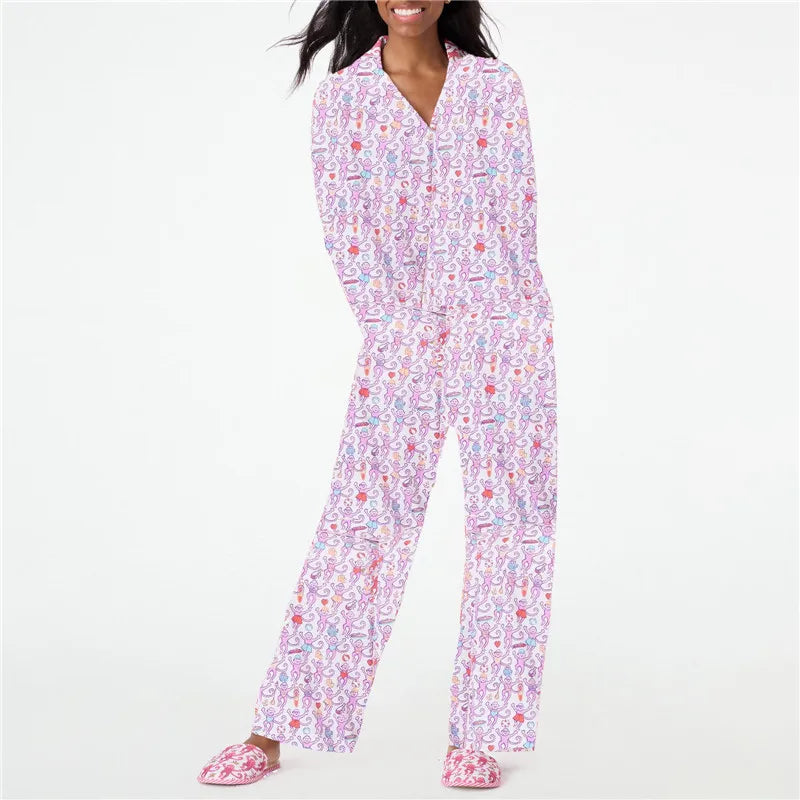 Roller Rabbit Monkey Pajamas  Pjs Long Sleeve Pajamas Set 2 Piece