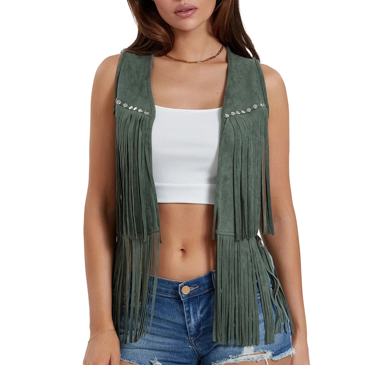 Bohemian Style Sleeveless Vest with Tassel Detailing