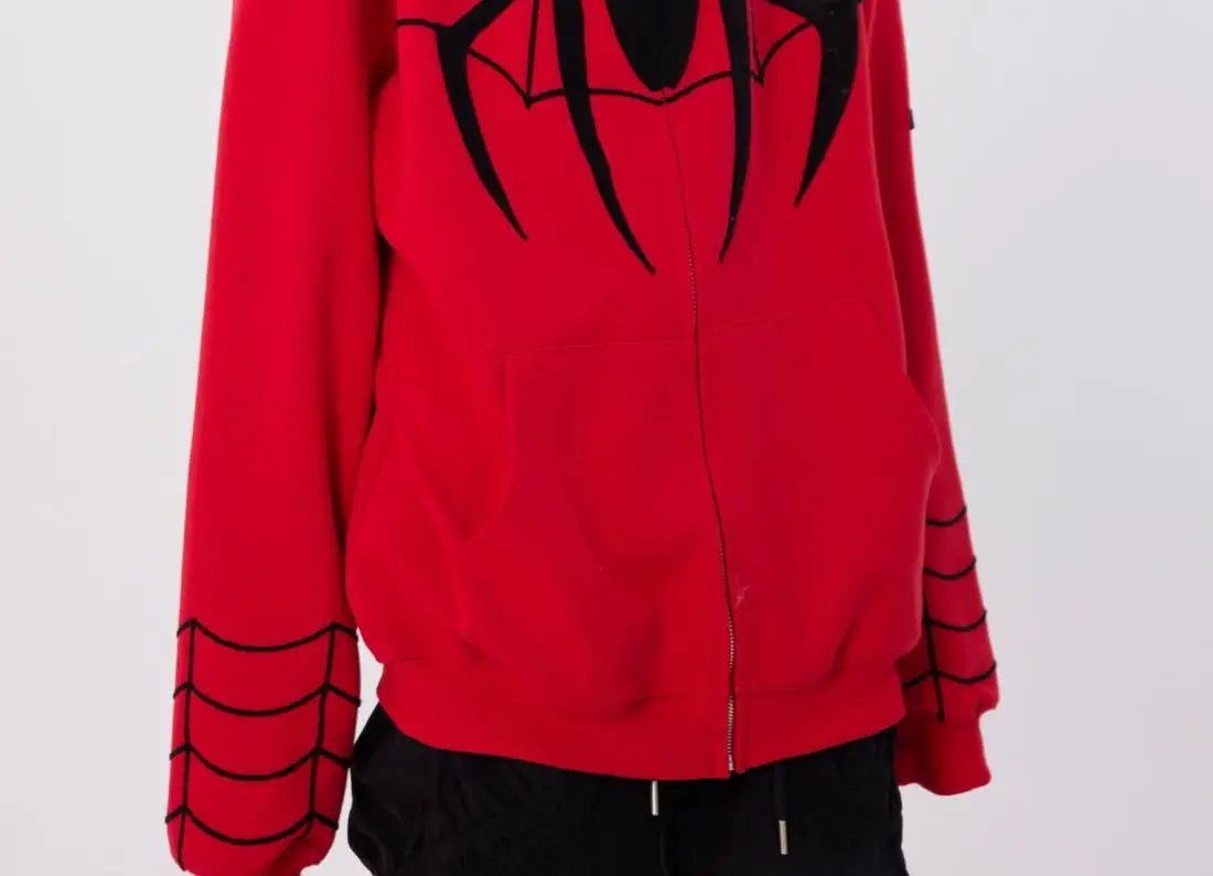 Spider Printed Zip Up Hoodie  Teenage Sweatshirt