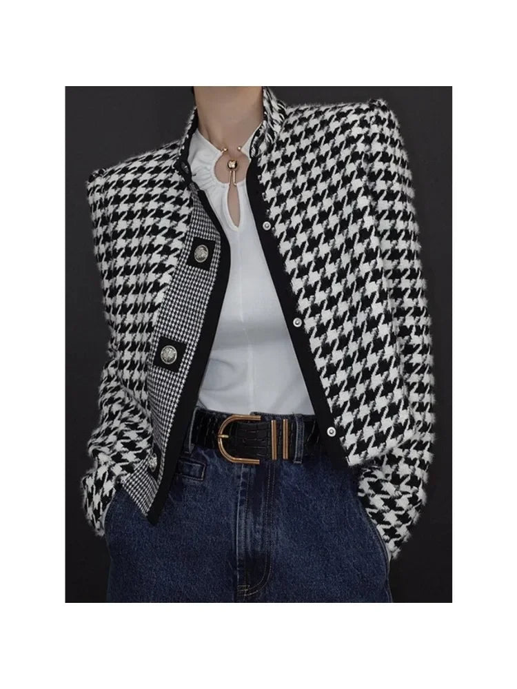 Autumn Winter Houndstooth Classics Blazer