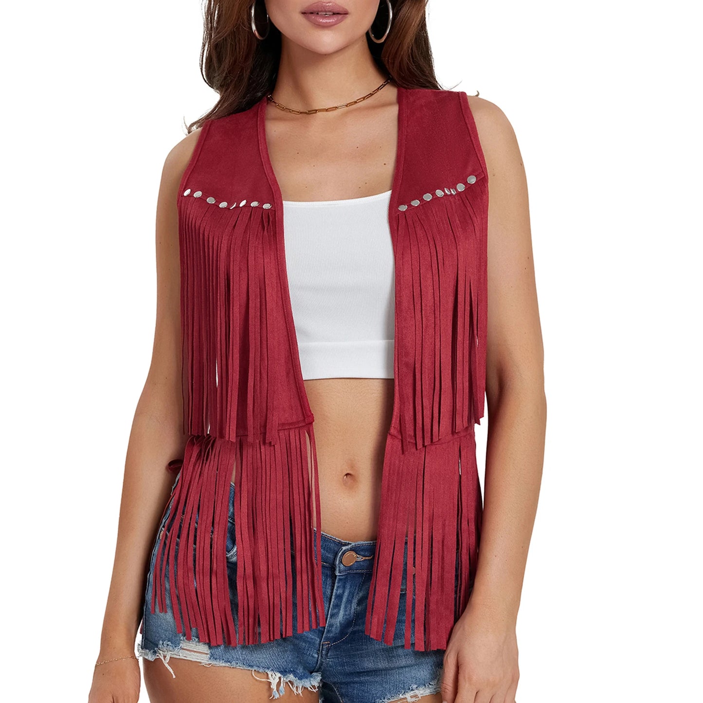 Bohemian Style Sleeveless Vest with Tassel Detailing