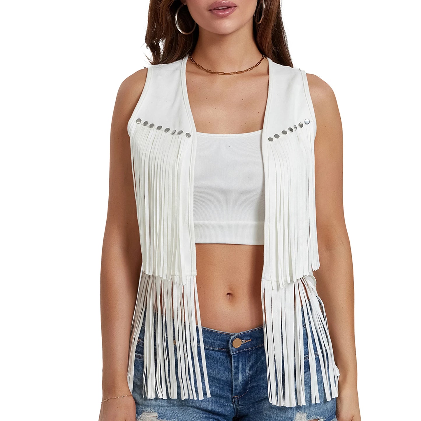 Bohemian Style Sleeveless Vest with Tassel Detailing