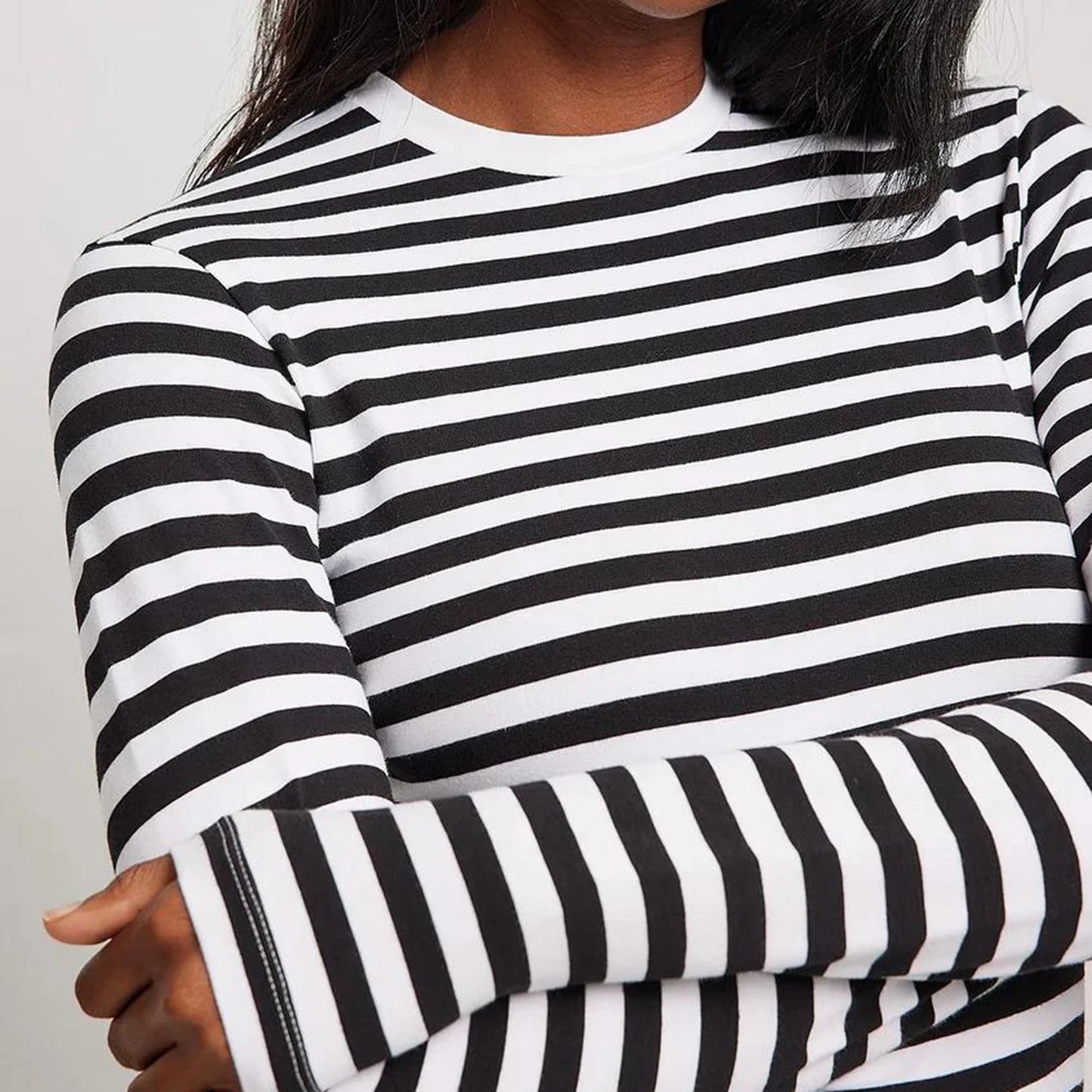 Stripe Long Sleeve Shirts Spring Blouse T-Shirts  Streetwear